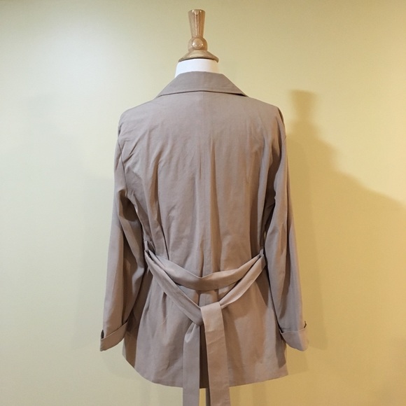 Khaki Safari Tie Waist Linen Jacket w Pockets - Picture 6 of 6